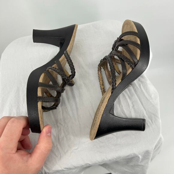 Vintage y2k Women's Brown Strappy MUDD Platform Block High Heel Sandals Sz 7.5 - Picture 4 of 9